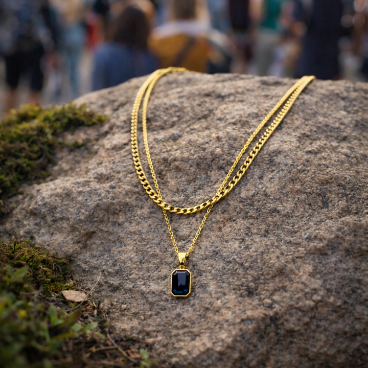 Crystal Double Chain 77 (Gold-Black)