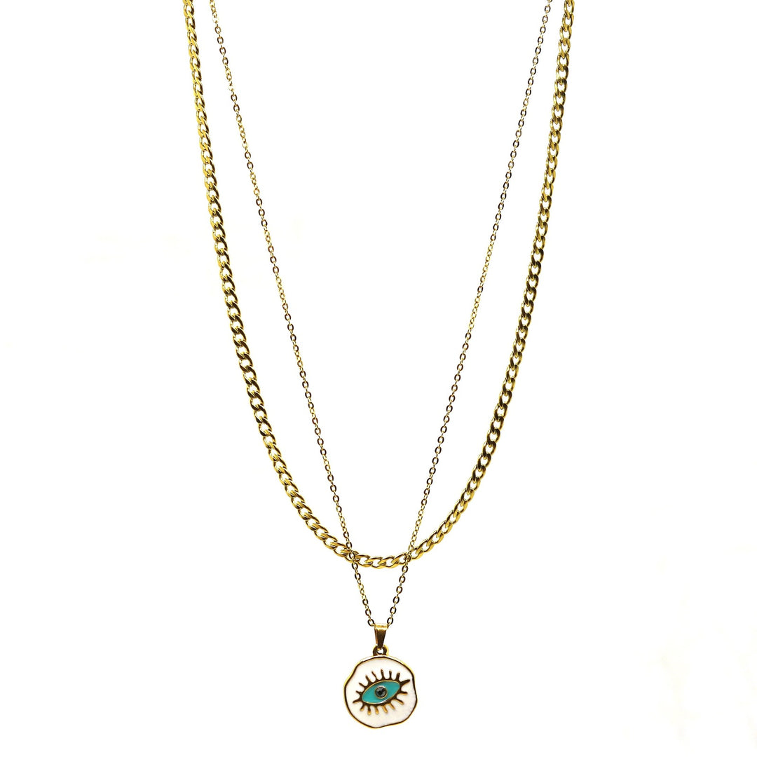 Eye Double Chain (Gold-Green)