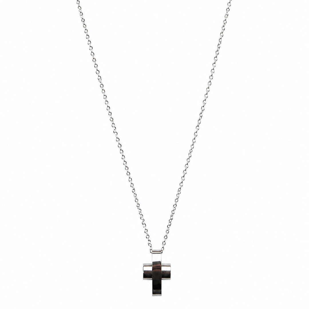 Nova Cross Silver Necklace – Ανδρικό ατσάλινο κολιέ με minimal σταυρό από ανοξείδωτο ατσάλι 316L..