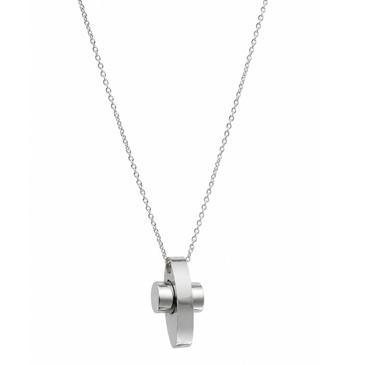 Nova Cross Silver Necklace – Ανδρικό ατσάλινο κολιέ με minimal σταυρό από ανοξείδωτο ατσάλι 316L
