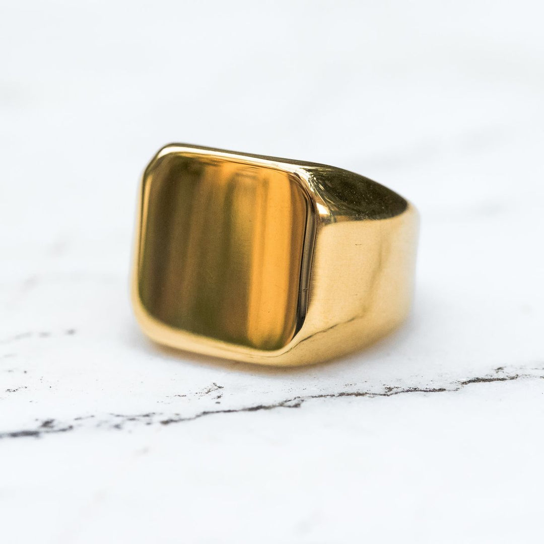 Ανδρικό χρυσό ατσάλινο δαχτυλίδι Gold