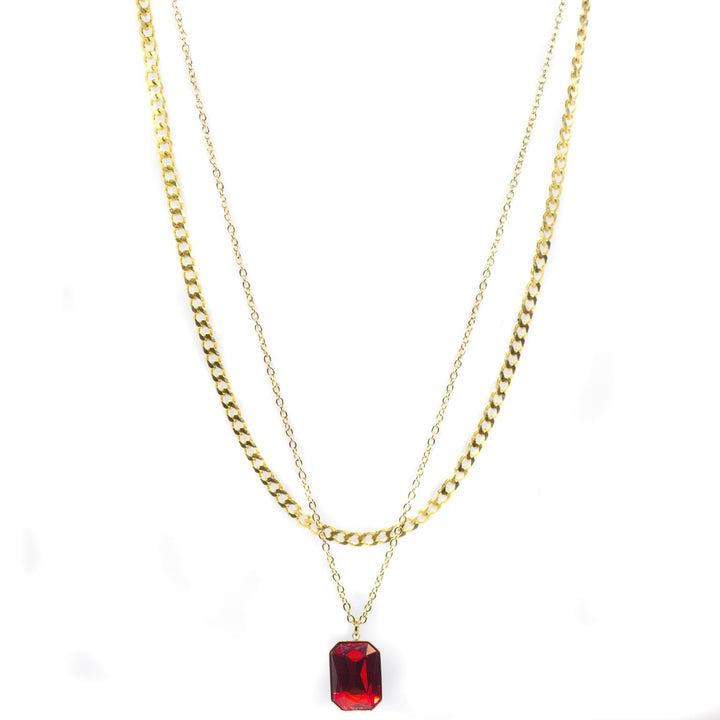 Crystal Double Chain 77 (Gold-Red)